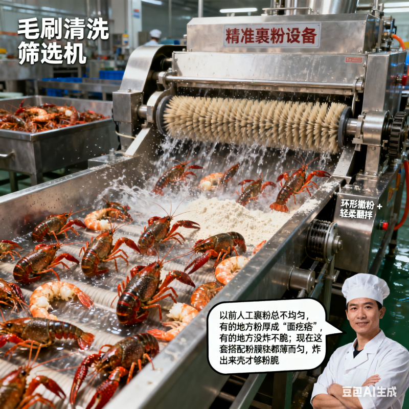 薄脆小龙虾网带式油炸流水线：以匠心搭配与精准控温，筑牢脆感风味防线(2)