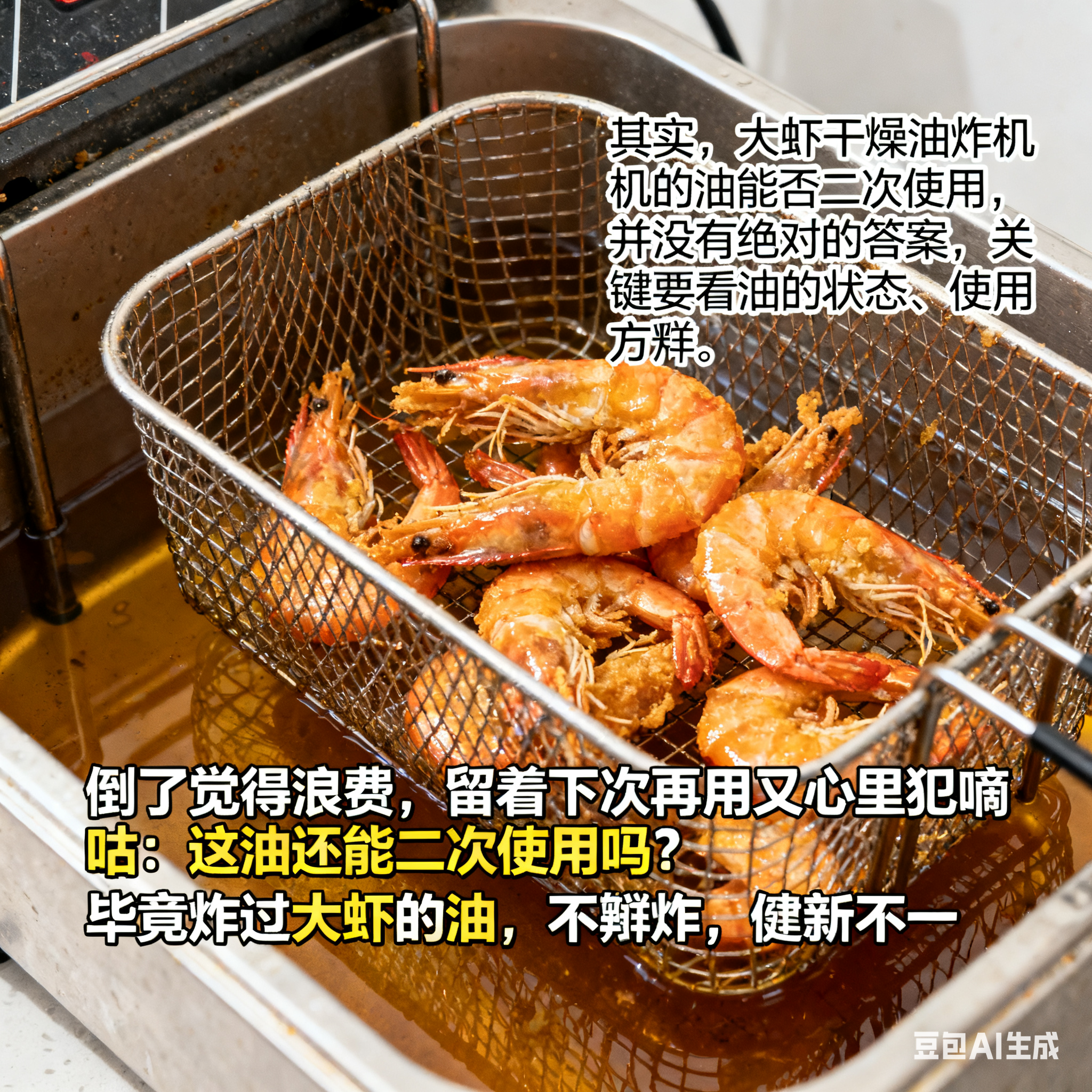 大虾干燥油炸机的油，能二次用吗？
