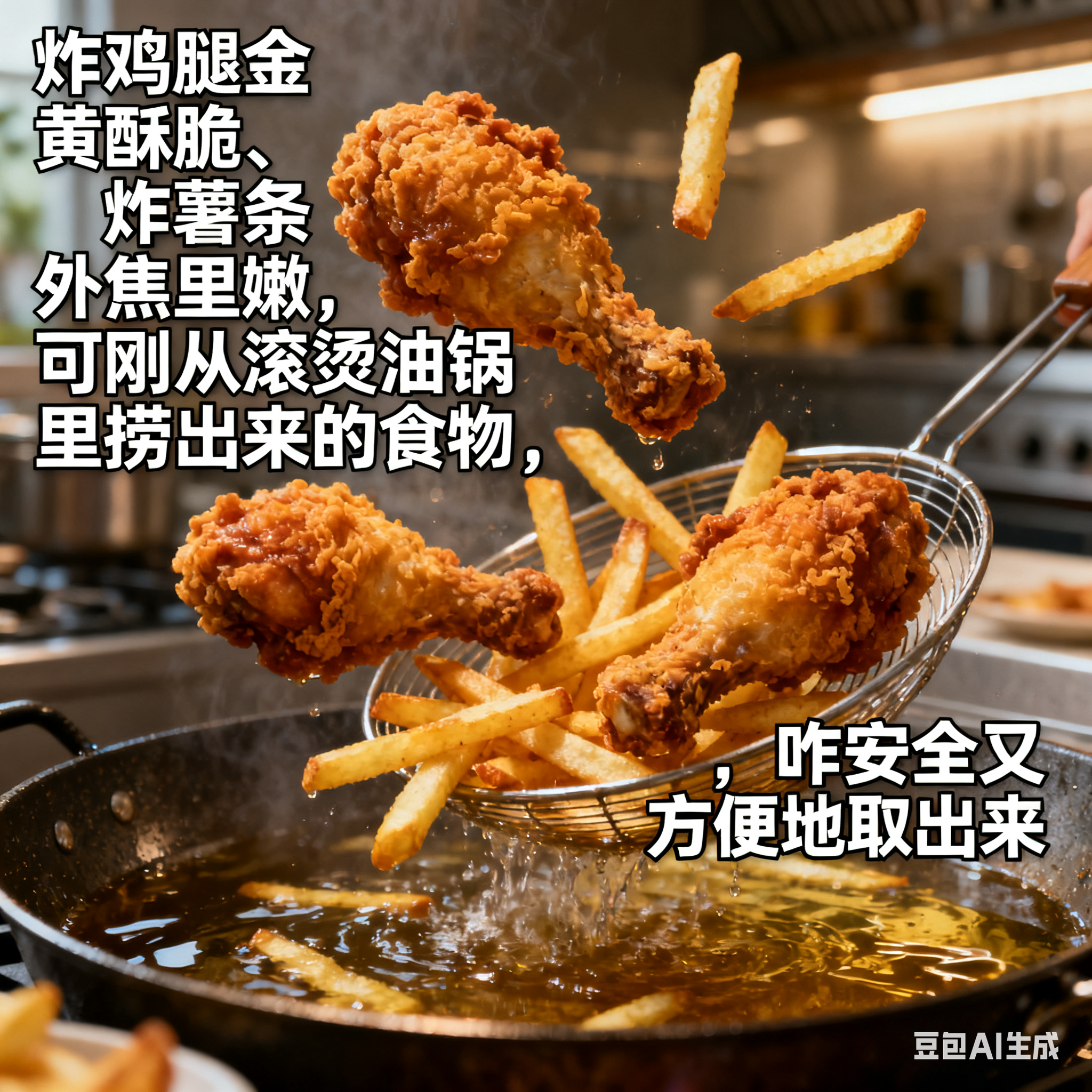 油炸机炸好的食物，咋取出来？