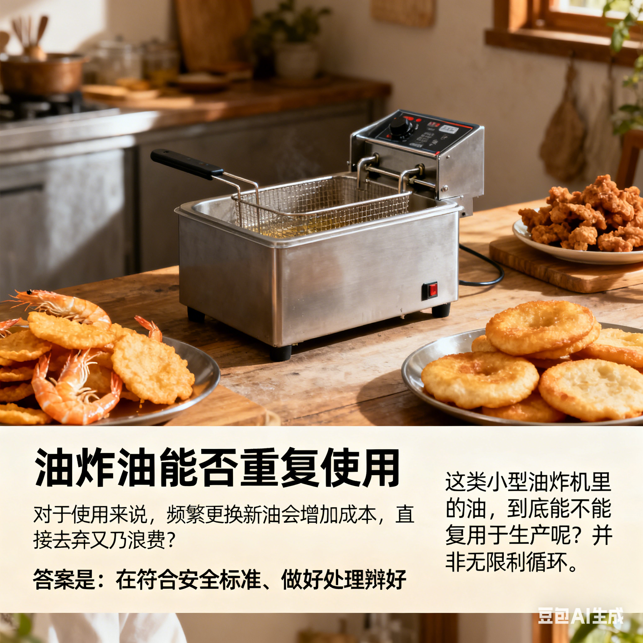 多功能小型虾饼油炸机，油能重复用吗？(1)