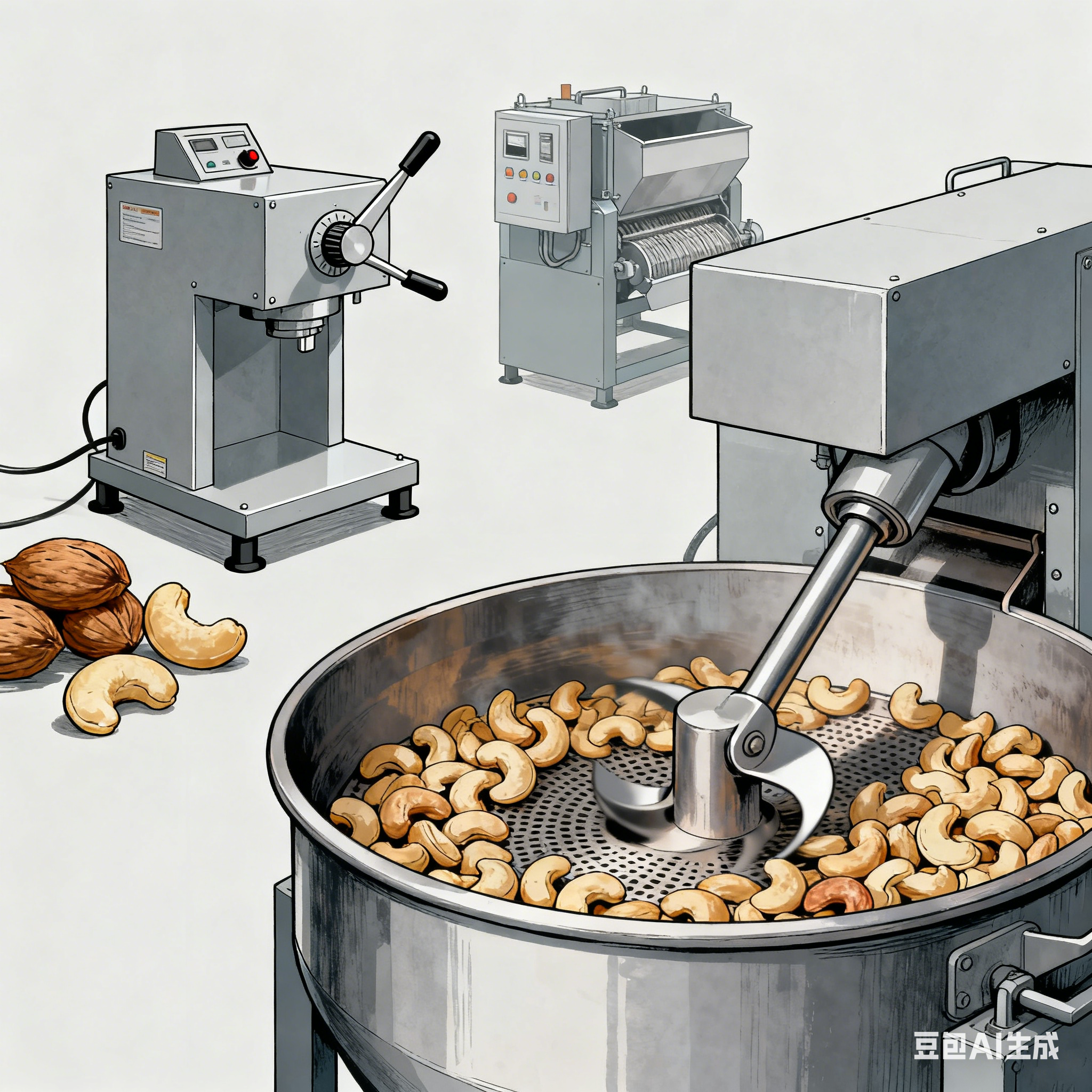 炭烧腰果油炸设备，能自动搅拌吗？(3)
